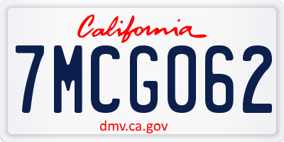CA license plate 7MCG062