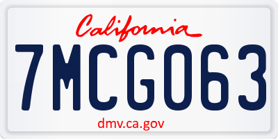 CA license plate 7MCG063