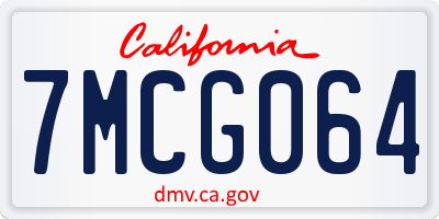 CA license plate 7MCG064