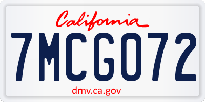 CA license plate 7MCG072