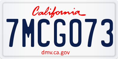 CA license plate 7MCG073