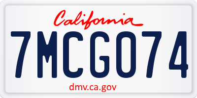 CA license plate 7MCG074
