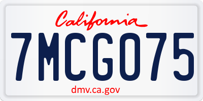 CA license plate 7MCG075