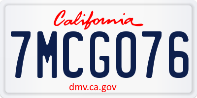 CA license plate 7MCG076
