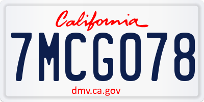 CA license plate 7MCG078