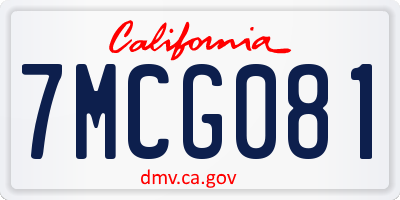 CA license plate 7MCG081