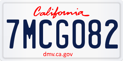 CA license plate 7MCG082