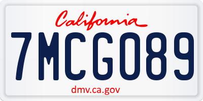 CA license plate 7MCG089