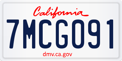 CA license plate 7MCG091