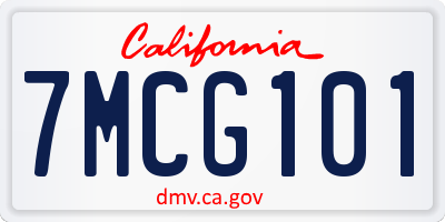 CA license plate 7MCG101