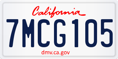 CA license plate 7MCG105