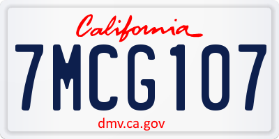 CA license plate 7MCG107