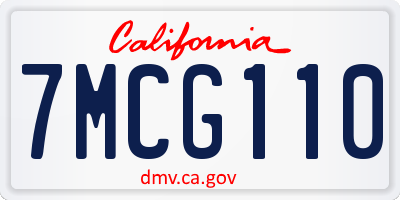 CA license plate 7MCG110
