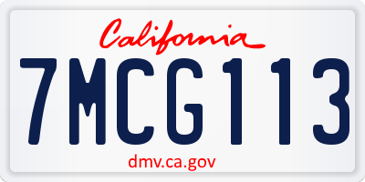 CA license plate 7MCG113