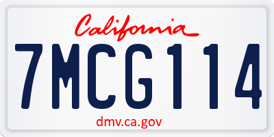 CA license plate 7MCG114