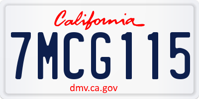 CA license plate 7MCG115