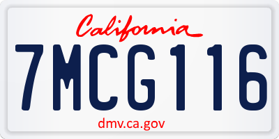 CA license plate 7MCG116
