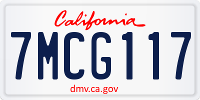 CA license plate 7MCG117