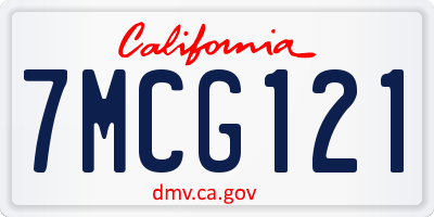CA license plate 7MCG121