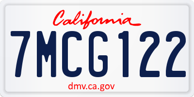CA license plate 7MCG122