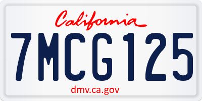 CA license plate 7MCG125
