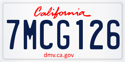 CA license plate 7MCG126