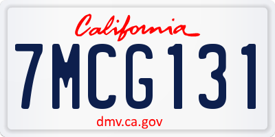CA license plate 7MCG131