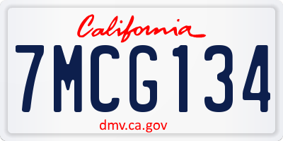 CA license plate 7MCG134