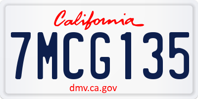 CA license plate 7MCG135