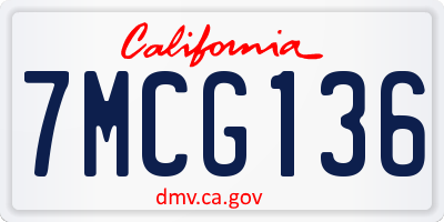CA license plate 7MCG136