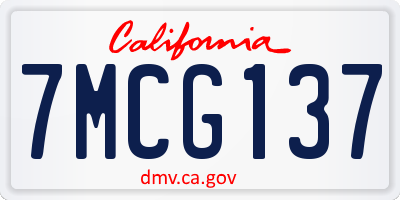 CA license plate 7MCG137