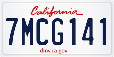 CA license plate 7MCG141