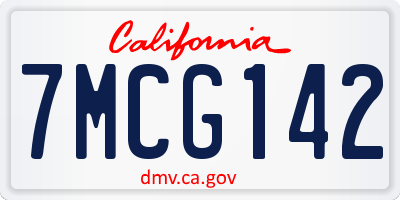 CA license plate 7MCG142