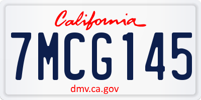 CA license plate 7MCG145