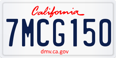 CA license plate 7MCG150