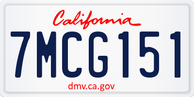 CA license plate 7MCG151