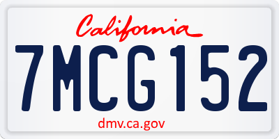CA license plate 7MCG152