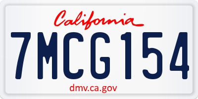 CA license plate 7MCG154