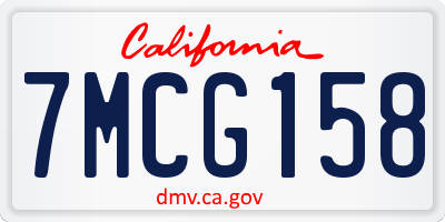 CA license plate 7MCG158
