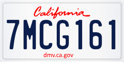 CA license plate 7MCG161