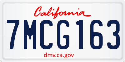 CA license plate 7MCG163