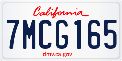 CA license plate 7MCG165