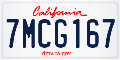 CA license plate 7MCG167