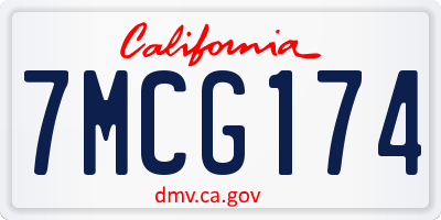 CA license plate 7MCG174
