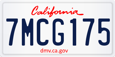 CA license plate 7MCG175