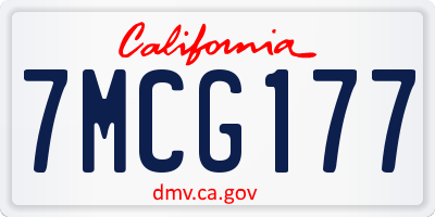 CA license plate 7MCG177