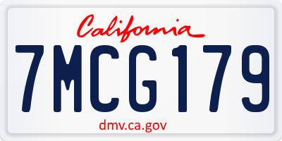 CA license plate 7MCG179