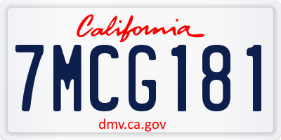 CA license plate 7MCG181