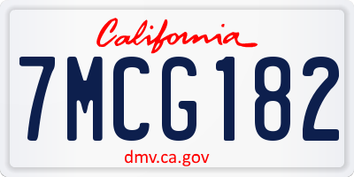 CA license plate 7MCG182