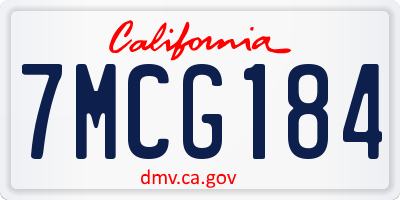 CA license plate 7MCG184